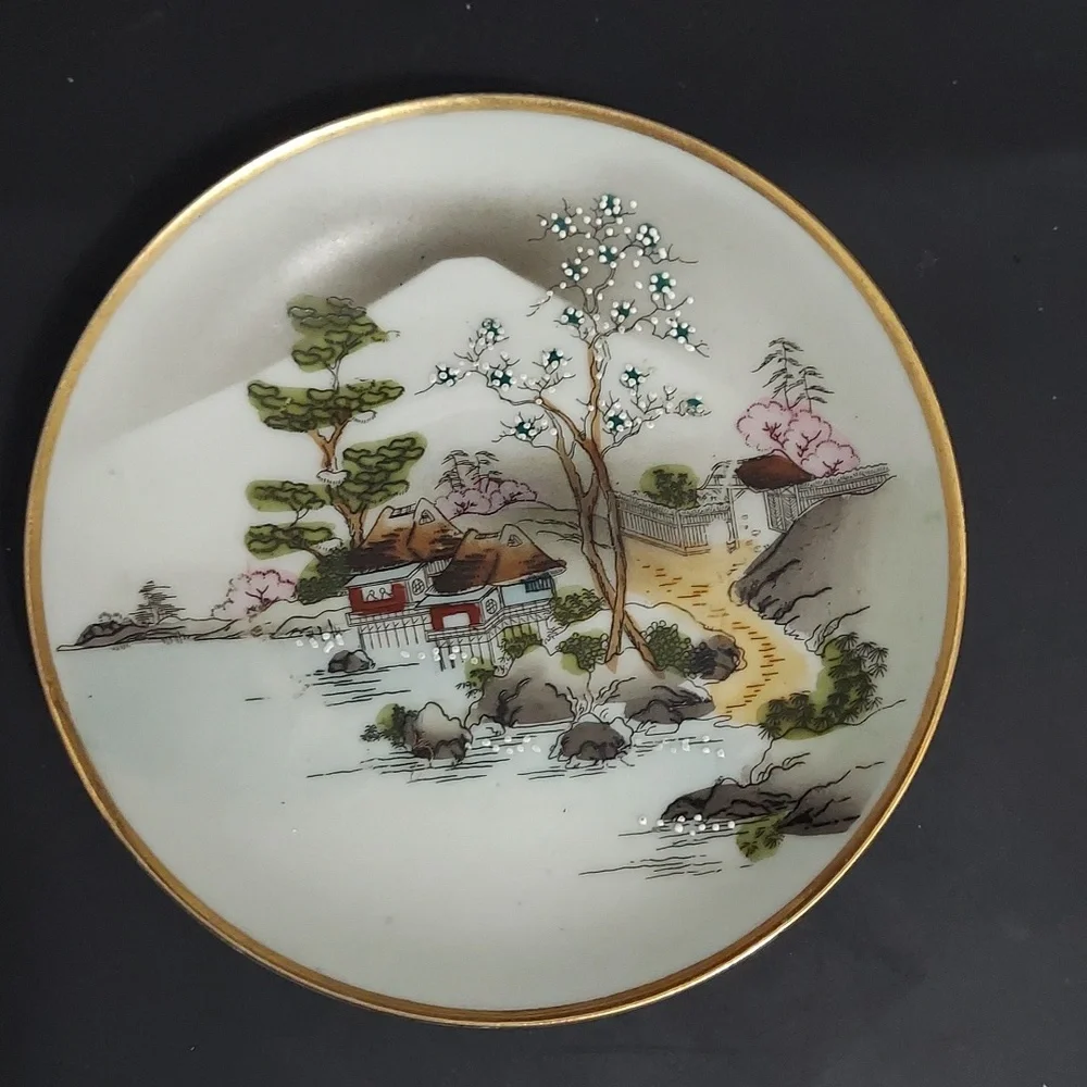 Vintage Nippon Hand-Painted Scenic Teacup and Saucer Set